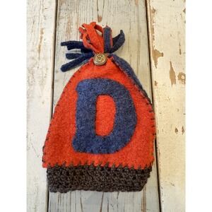 Just a cool kids beanie boggin winter hat block letter "D" handcrafted